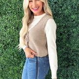Scallop Edge Waffle Knit Tie Top