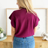 Mock Neck Short Sleeve Top