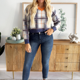 Plaid V Neck Knit Sweater