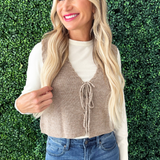 Scallop Edge Waffle Knit Tie Top