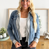 Hooded Sweatshirt Denim Jacket