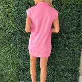 Loose Fit Turtle Neckline Zip Up Casual Dress