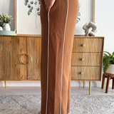 Piping Detail Wide Leg Pants