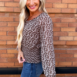 Long Sleeve Ditsy Blouse