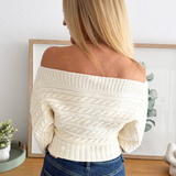 Off Shoulder Button Down Sweater Top