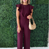 Ruffle Sleeve Pleat Detail Jumpsuit
