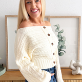 Off Shoulder Button Down Sweater Top