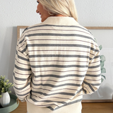 Striped Collared Knit Top