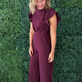 Ruffle Sleeve Pleat Detail Jumpsuit