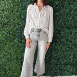 Geo Print Tie Detail Blouse
