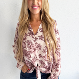 Tie Front Satin Blouse