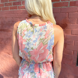 Floral Halter High Neck Sleeveless Top