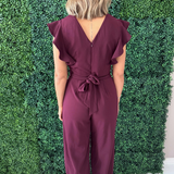 Ruffle Sleeve Pleat Detail Jumpsuit