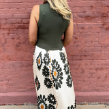 Sleeveless Printed Pleated Midi Dress
