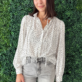 Geo Print Tie Detail Blouse