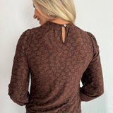 Textured Knit Jacquard Puff Sleeve Top