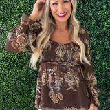 Smocked Bodice Paisley Top