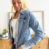 Hooded Sweatshirt Denim Jacket