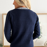 Bow Accent V-Neck Button Down Cardigan