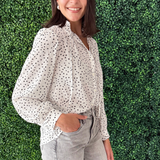 Geo Print Tie Detail Blouse