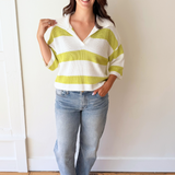 Striped Knit 3/4 Sleeve Sweater