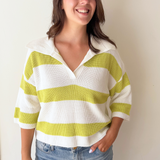 Striped Knit 3/4 Sleeve Sweater