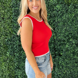 Embroidered Knit Tank Top