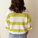 Striped Knit 3/4 Sleeve Sweater