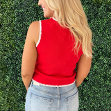 Embroidered Knit Tank Top