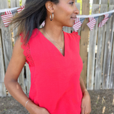 Lace Trim Sleeveless Top