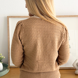 Bow Accent V-Neck Button Down Cardigan