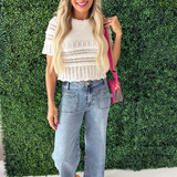 Pointelle and Scallop Detail Sweater Top
