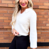 Soft Yarn Collared Sweater Top