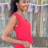 Lace Trim Sleeveless Top
