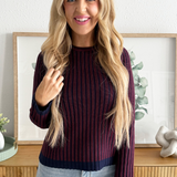 Long Sleeve Crewneck Ribbed Sweater