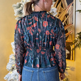 Floral Printed Peplum Knit Top