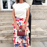 Floral Print Tiered Maxi Skirt