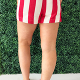 Cotton Striped Shorts with Side Button Detail