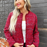 Collarless Jacket w/ Frayed Edges