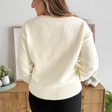 V Neck Flower Embrordery Sweater