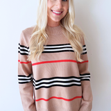 Striped Knit Long Sleeve Sweater