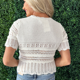 Pointelle and Scallop Detail Sweater Top
