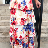 Floral Print Tiered Maxi Skirt