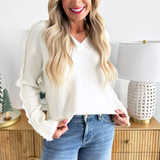 V-Neck Fringe Arm Sweater
