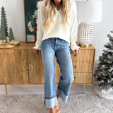 V-Neck Fringe Arm Sweater