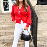 Snap Front Bow Cardigan