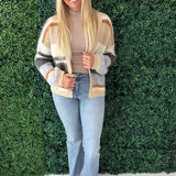 Color Blocked Sweater Open Cardigan