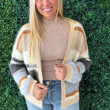Color Blocked Sweater Open Cardigan