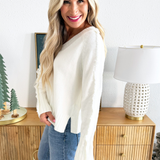 V-Neck Fringe Arm Sweater