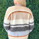Color Blocked Sweater Open Cardigan